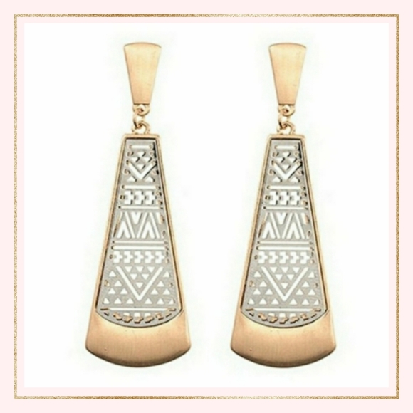 ITS Jewelry - SOLD Egyptian Style Cutout Bar Drop Earrings